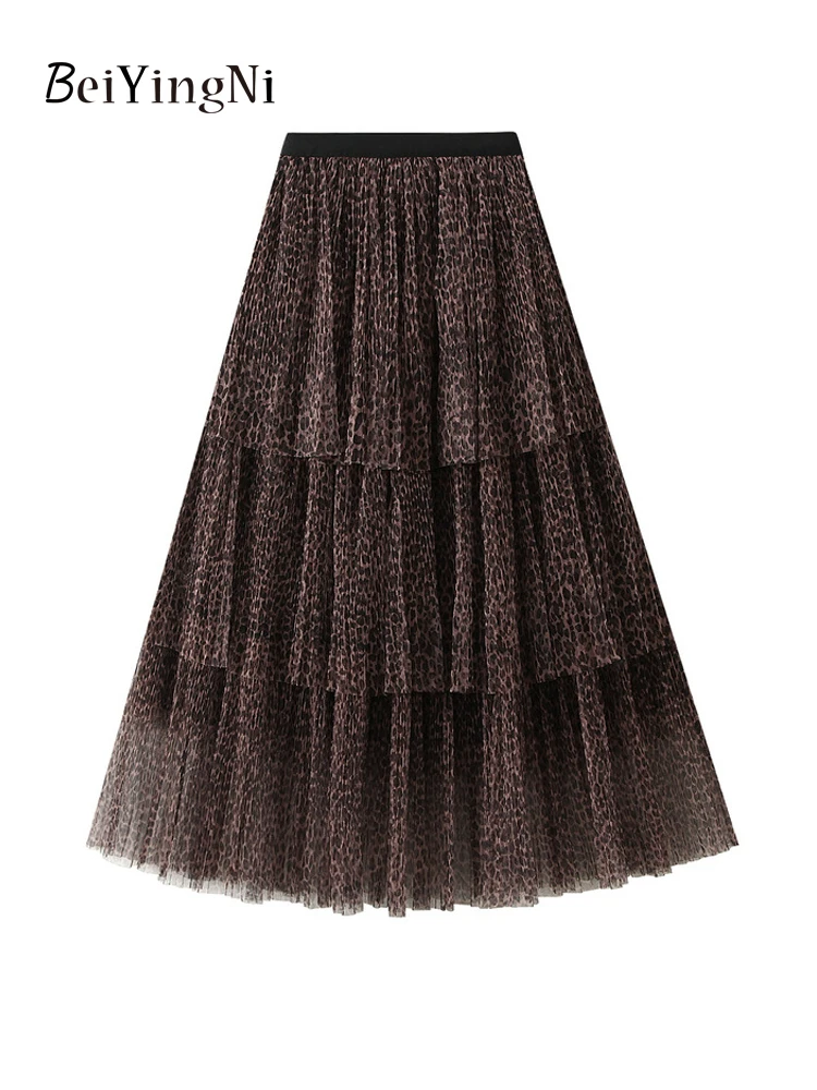 Beiyingni Korean Fashion Mesh Long Midi Skirts for Women Leopard Print Tiered Cake Pleated Skirts Ladies Gray Casual Chic Faldas
Beiyingni Korean Fashion Mesh Long Midi Skirts for Women Leopard Print Tiered Cake Pleated Skirts Ladies Gray Casual Chic Faldas