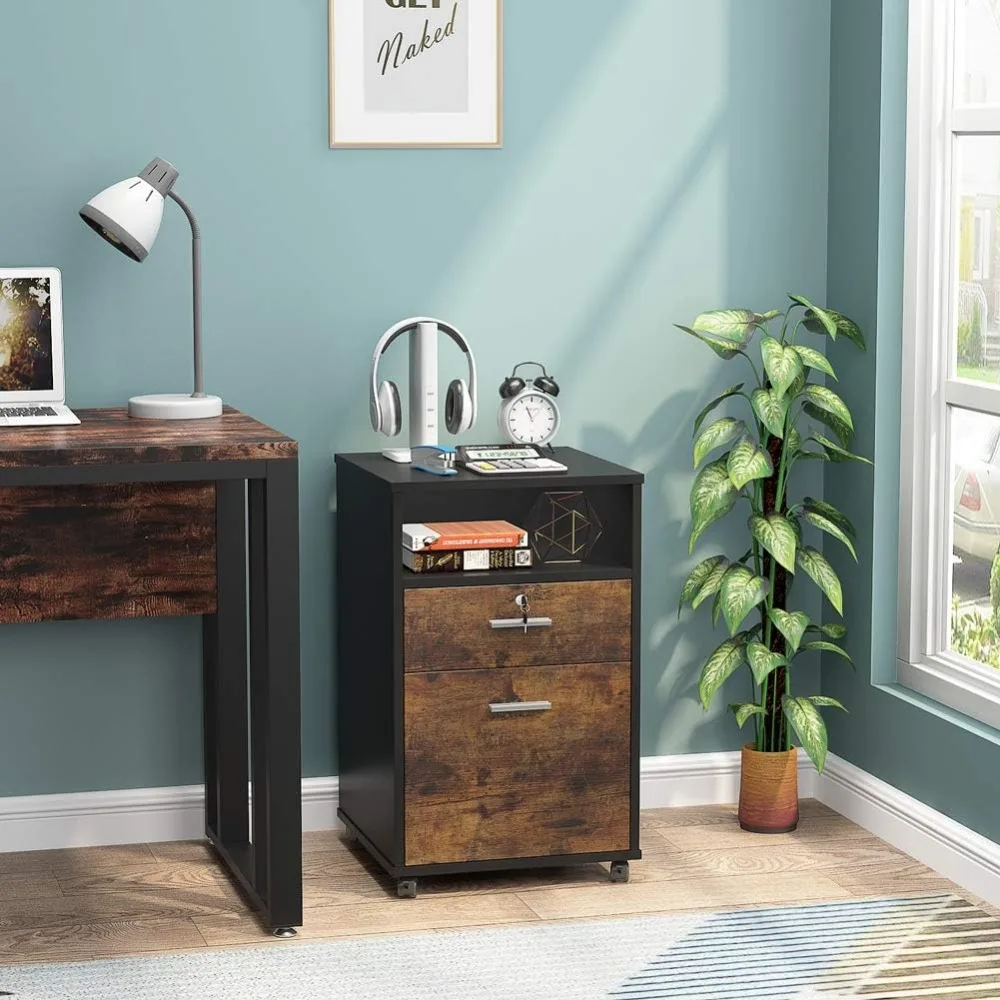 2 Drawer Mobile File Cabinet with Lock, Wood Modern Filing Cabinet for Letter Size, Printer Stand with Rolling Wheels
2 Drawer Mobile File Cabinet with Lock, Wood Modern Filing Cabinet for Letter Size, Printer Stand with Rolling Wheels
