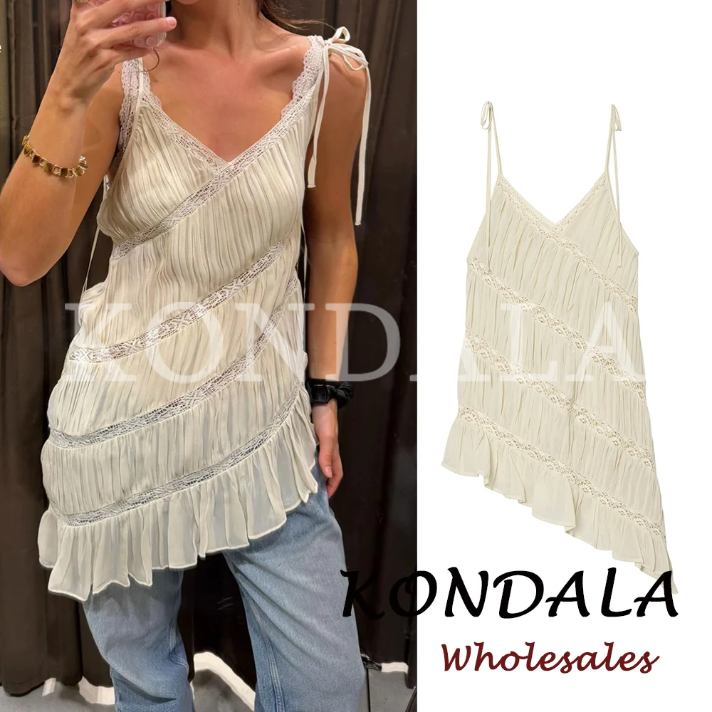 KONDALA Fashion 2026 Beige Spring Chic Solid Party Asymmetrical Women Tops Sleeveless Folds Vest Folds Loose Casual Female Tops
KONDALA Fashion 2026 Beige Spring Chic Solid Party Asymmetrical Women Tops Sleeveless Folds Vest Folds Loose Casual Female Tops