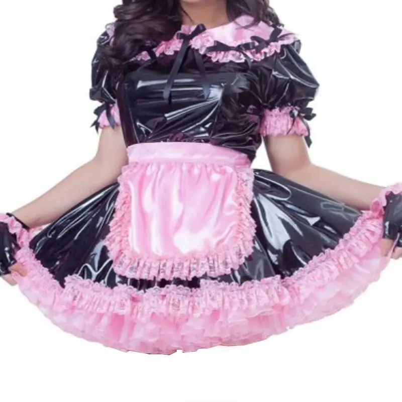 French Fashion Girl Black PVC Pink Satin Apron Sissy Dress Adult Giant Baby Role Playing Maid Dress Custom Lockable Multiple
French Fashion Girl Black PVC Pink Satin Apron Sissy Dress Adult Giant Baby Role Playing Maid Dress Custom Lockable Multiple