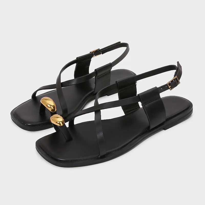 Za2025 spring new women's shoes - metal embellished, fine-grained strap, fashionable flat sandals, thong-toe, square-toe beach
Za2025 spring new women's shoes - metal embellished, fine-grained strap, fashionable flat sandals, thong-toe, square-toe beach