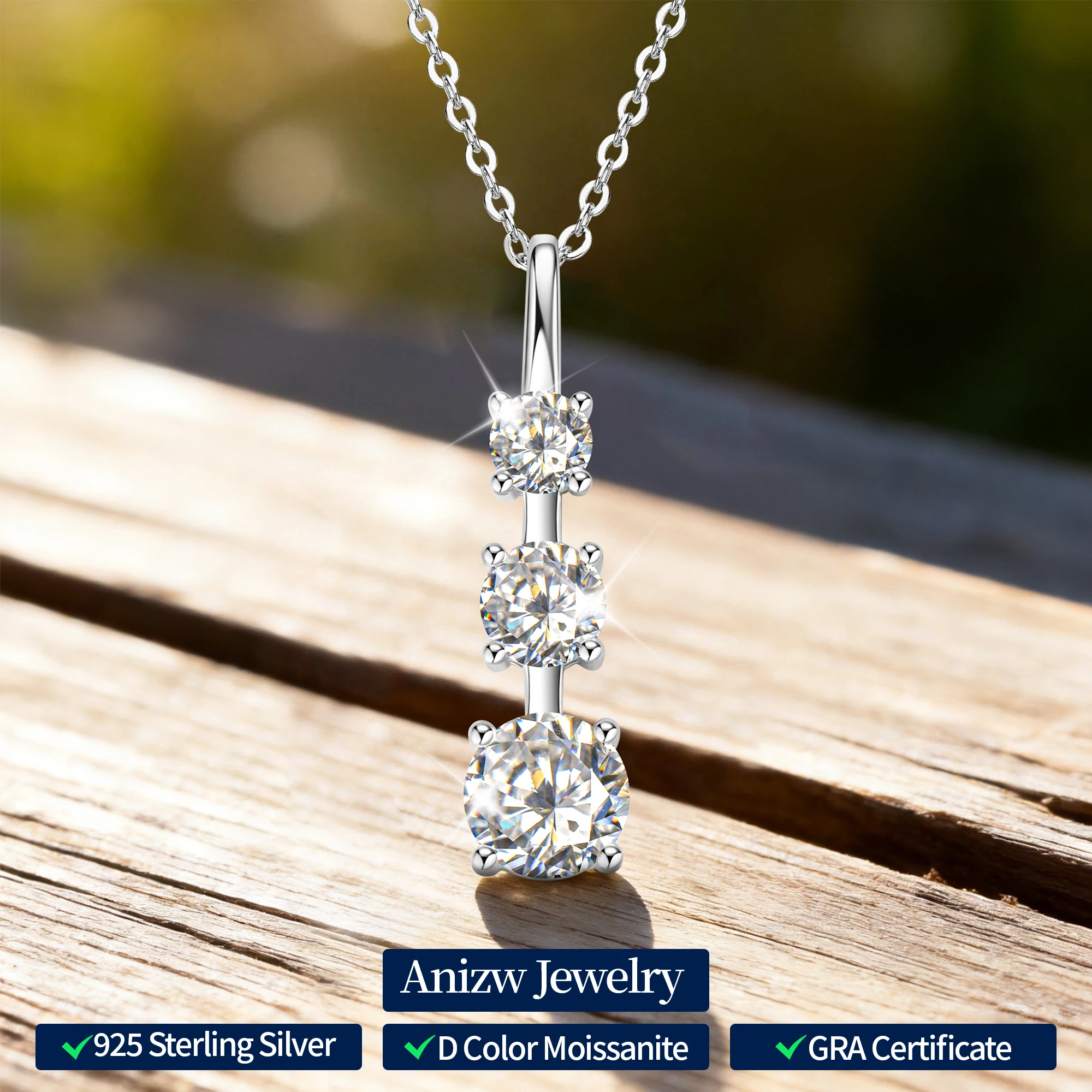 Anziw 1.8cttw. D Moissanite Three Stones Pendant Necklaces Adjustable Chain 925 Silver for Women S925 Jewelry 2025 Trendy Gifts
Anziw 1.8cttw. D Moissanite Three Stones Pendant Necklaces Adjustable Chain 925 Silver for Women S925 Jewelry 2025 Trendy Gifts