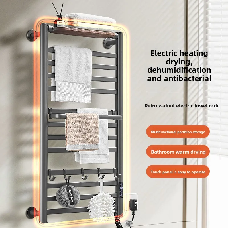 Настенный электрический полотенцесушитель из черного ореха, быстросохнущий держатель для банных полотенец, премиальная гигиеничная система хранения для ванной комнаты
Настенный электрический полотенцесушитель из черного ореха, быстросохнущий держатель для банных полотенец, премиальная гигиеничная система хранения для ванной комнаты