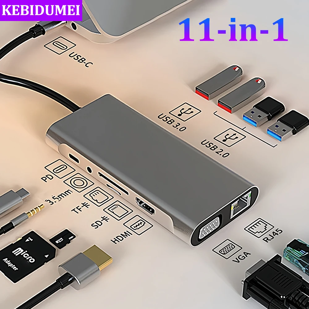 11-in-1 USB C Docking Station USB 3.0 HUB Type C to HDMI Adapter USB C HUB USB C Splitter Adapter OTG For PC Laptop Macbook Pro
11-in-1 USB C Docking Station USB 3.0 HUB Type C to HDMI Adapter USB C HUB USB C Splitter Adapter OTG For PC Laptop Macbook Pro