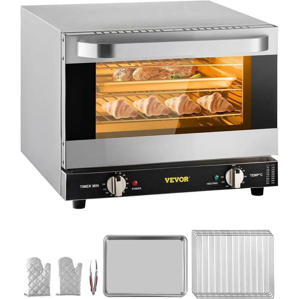 Commercial Convection Oven, 21L/19Qt, Quarter-Size Conventional Oven Countertop, 1440W 3-Tier Toaster w/ront Glass Door, Electri
Commercial Convection Oven, 21L/19Qt, Quarter-Size Conventional Oven Countertop, 1440W 3-Tier Toaster w/ront Glass Door, Electri