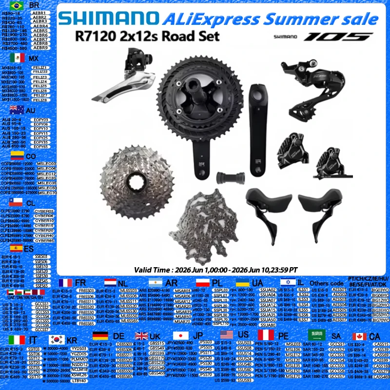 Shimano R7120 2x12s Road Group R7100 Crankset Brake R7170 Shifter R7120 Hydraulic Disc Brake CN M7100 R7100 Derailleur Groupset
Shimano R7120 2x12s Road Group R7100 Crankset Brake R7170 Shifter R7120 Hydraulic Disc Brake CN M7100 R7100 Derailleur Groupset