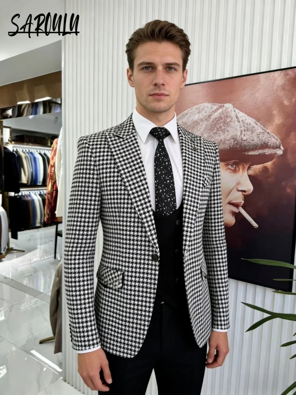 New Arrival Men's Slim Fit Houndstooth Three Pieces Suit Formal Business Tuxedo Wedding Party Blazer Vest Pants Daily Set
New Arrival Men's Slim Fit Houndstooth Three Pieces Suit Formal Business Tuxedo Wedding Party Blazer Vest Pants Daily Set