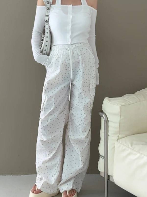 Floral Print Cargo Pants Women's Chic Loose Straight Cord Waist Slimming Sweet Match Long Pants Pocket Patchwork Workwear
Floral Print Cargo Pants Women's Chic Loose Straight Cord Waist Slimming Sweet Match Long Pants Pocket Patchwork Workwear