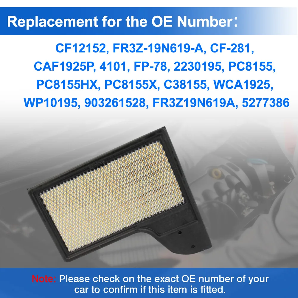 2 pcs For Ford Mustang L4 V8 2015-2023 Engine Air Filter & Cabin Air Filter Set FR3Z-19N619-A CF12152 FR3Z-9601-A CA11958 AF9918
2 pcs For Ford Mustang L4 V8 2015-2023 Engine Air Filter & Cabin Air Filter Set FR3Z-19N619-A CF12152 FR3Z-9601-A CA11958 AF9918