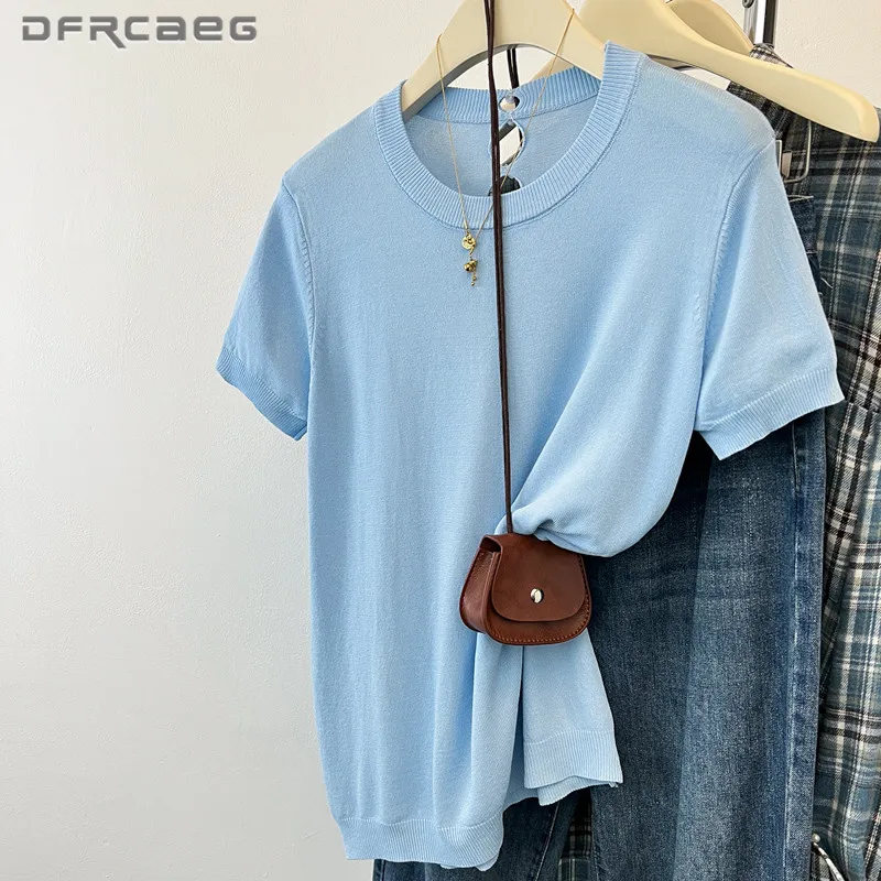 Summer Sexy Backless Thin Women Knitted T Shirt Short Sleeve Clothes Casual Loose High Elastic Ladies Tops
Summer Sexy Backless Thin Women Knitted T Shirt Short Sleeve Clothes Casual Loose High Elastic Ladies Tops