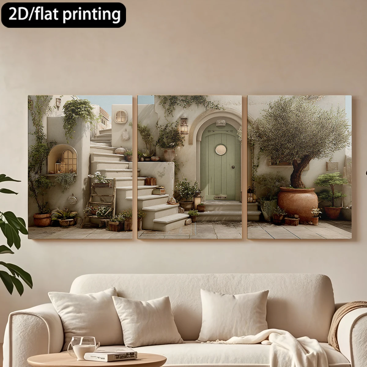 2D flat printing 3pc wooden frame canvas decorative painting Mediterranean entrance, lush greenery.Corridor bedroom decoration
2D flat printing 3pc wooden frame canvas decorative painting Mediterranean entrance, lush greenery.Corridor bedroom decoration