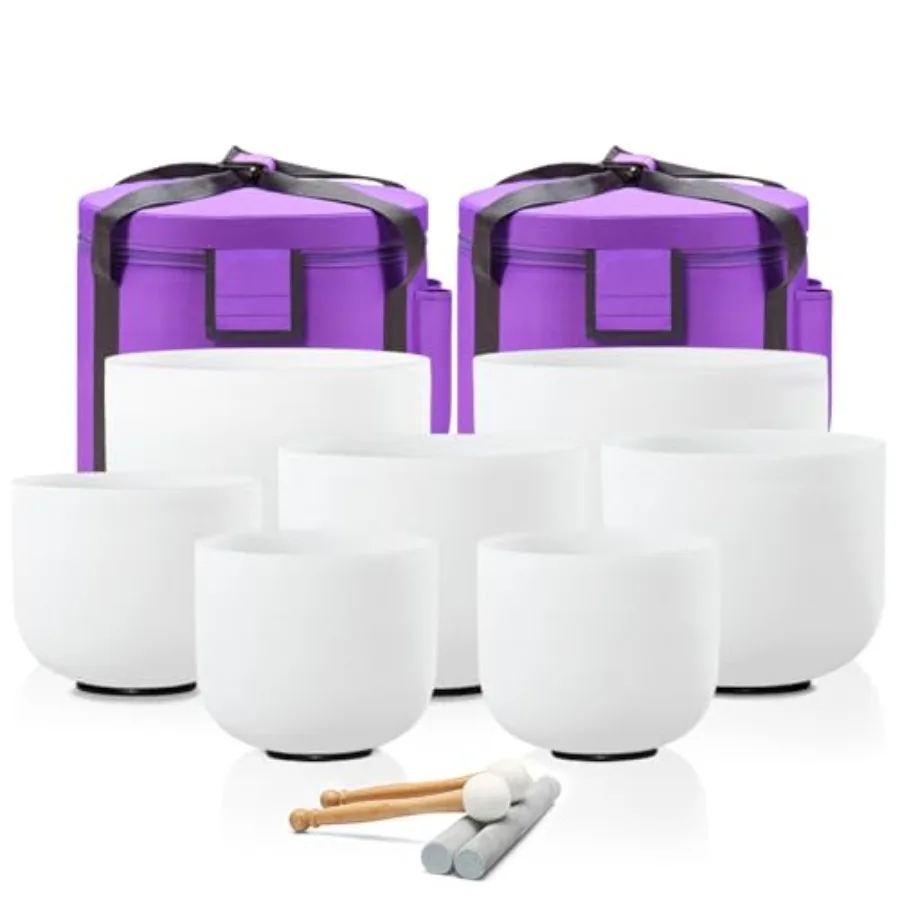 432Hz 7-12 Inch Crystal Singing Bowl Set of 7 with 2 Pcs Carrying Case Bag, Frosted Quartz Crystal Sound Bowls for Chakra, Soun
432Hz 7-12 Inch Crystal Singing Bowl Set of 7 with 2 Pcs Carrying Case Bag, Frosted Quartz Crystal Sound Bowls for Chakra, Soun