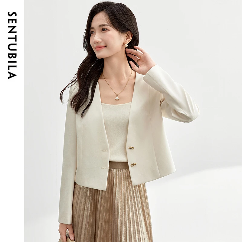 SENTUBILA Woman Cropped Blazer Short Tailored Coat 2025 Beige Straight V Neck Long Sleeve Outerwear Ladies Clothing 151X58226
SENTUBILA Woman Cropped Blazer Short Tailored Coat 2025 Beige Straight V Neck Long Sleeve Outerwear Ladies Clothing 151X58226