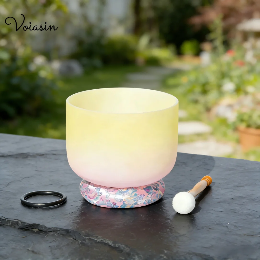 Voiasin Pink and Yellow Pure Crystal Singing Bowls Sound Therapy Musical Instruments 440Hz/432Hz with Mallet and O-Ring Set
Voiasin Pink and Yellow Pure Crystal Singing Bowls Sound Therapy Musical Instruments 440Hz/432Hz with Mallet and O-Ring Set