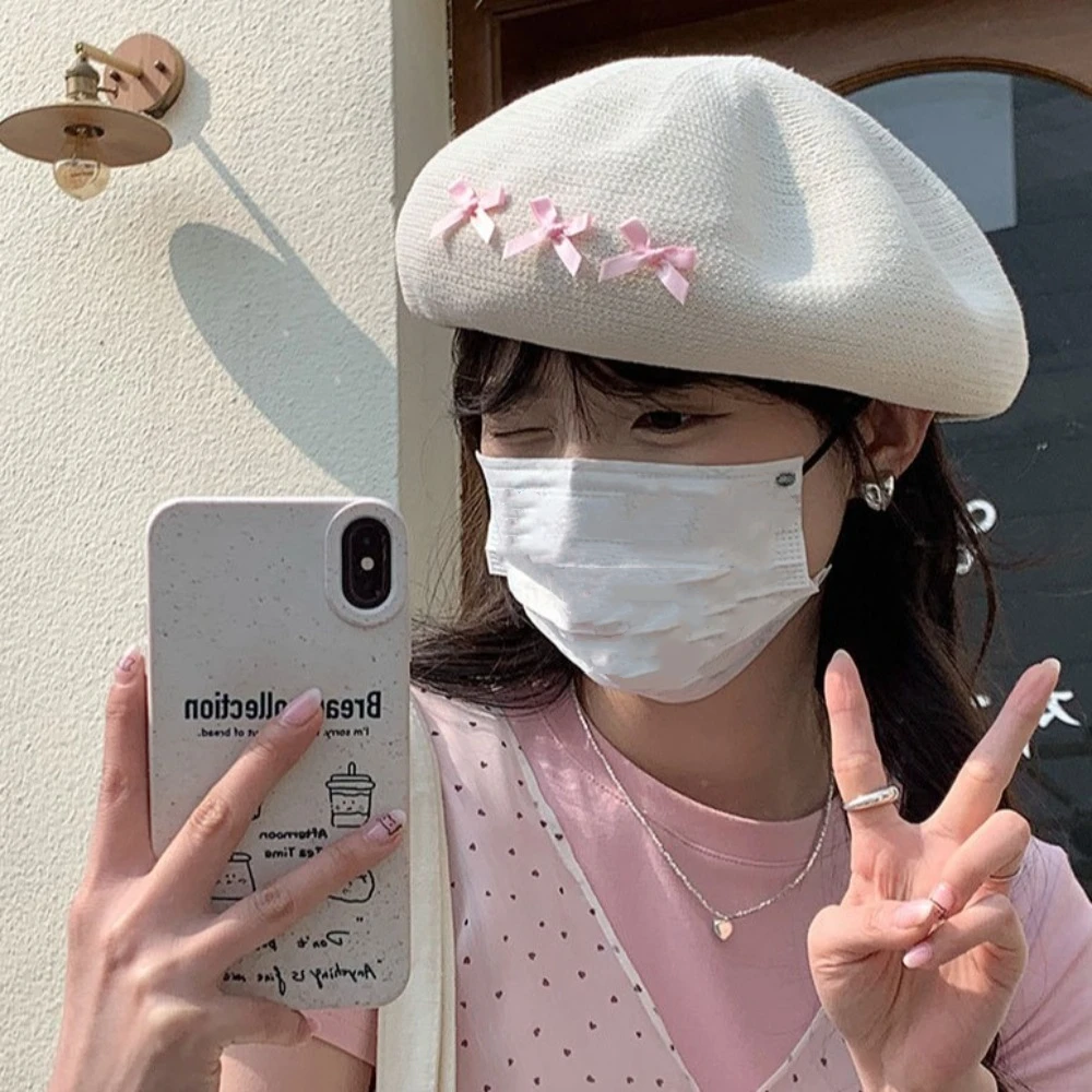 Fashion Thin Bow Knitted Berets Japanese Style Cute Octagonal Hat Y2K Spicy Girl Painter Hat Summer
Fashion Thin Bow Knitted Berets Japanese Style Cute Octagonal Hat Y2K Spicy Girl Painter Hat Summer