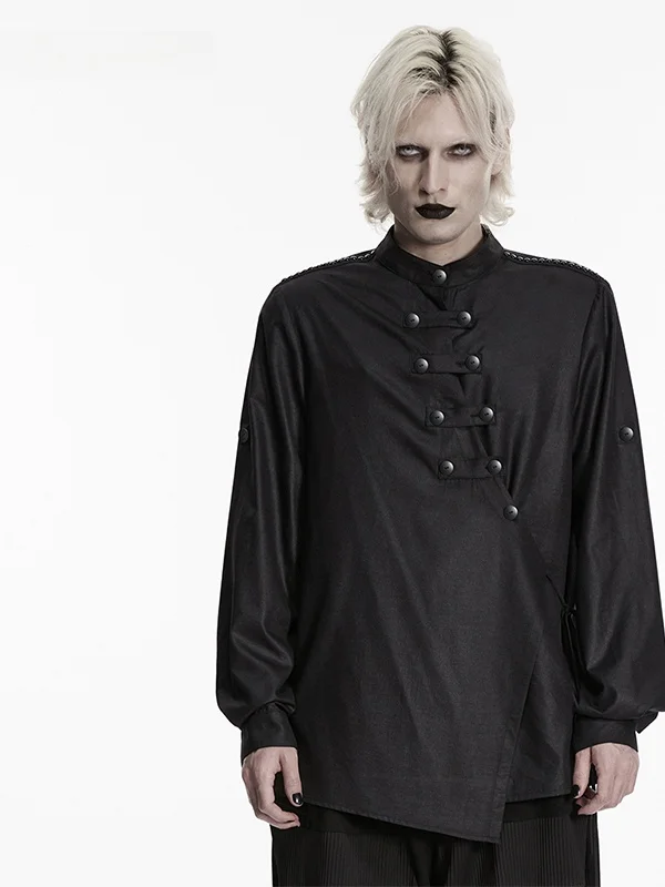 Dark Chinese Style Long Sleeve Shirt Men's Punk Style Side Buttoned Tie Top Small Subculture Cool Summer Fashion Polyester Fiber
Dark Chinese Style Long Sleeve Shirt Men's Punk Style Side Buttoned Tie Top Small Subculture Cool Summer Fashion Polyester Fiber