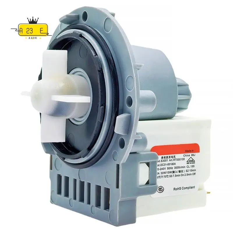 A23E-DC31-00180A 220-240V 50Hz 30W/15W 3000R/Min Drain Pump Motor For Washing Machine Washer Drainage Parts
A23E-DC31-00180A 220-240V 50Hz 30W/15W 3000R/Min Drain Pump Motor For Washing Machine Washer Drainage Parts