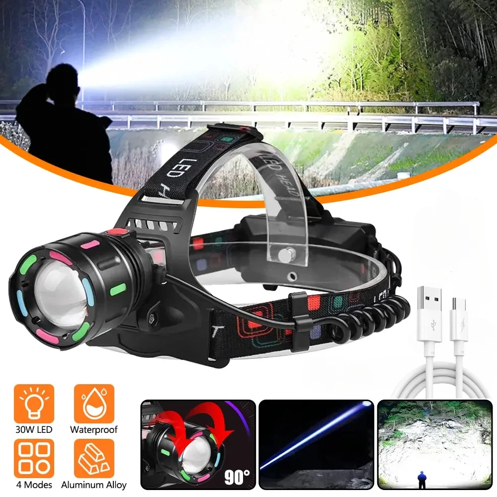 Powerful 30W LED Headlamp with Fluoresce Flashlight Zoom Waterproof Long Shot Head Lamp for Camping Fishing Running Biking
Powerful 30W LED Headlamp with Fluoresce Flashlight Zoom Waterproof Long Shot Head Lamp for Camping Fishing Running Biking