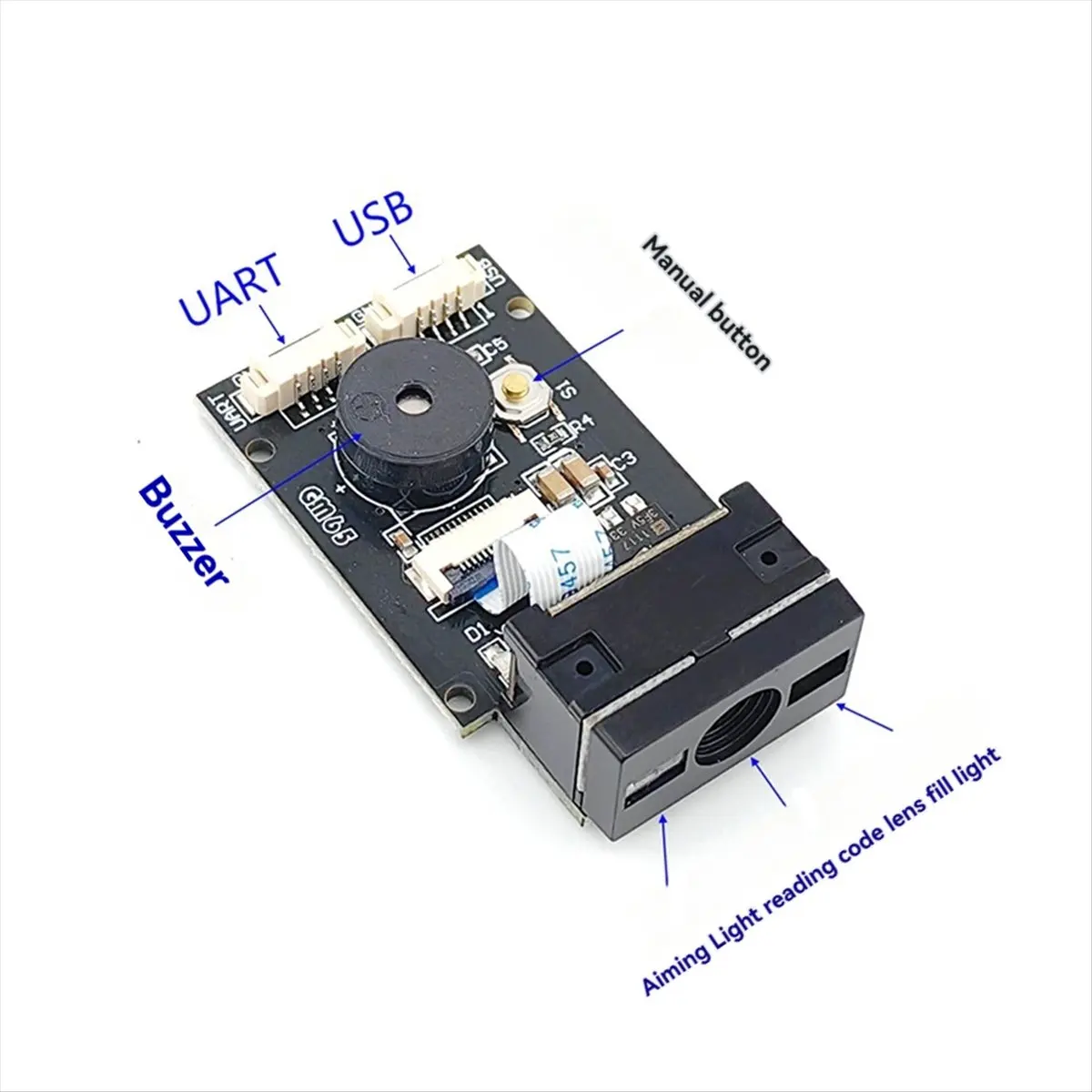 Pleased- GM65 1D2D QR Code Image Barcode Identification Module Scanner Scanning Embedded Bar Code Reader Module with Cable