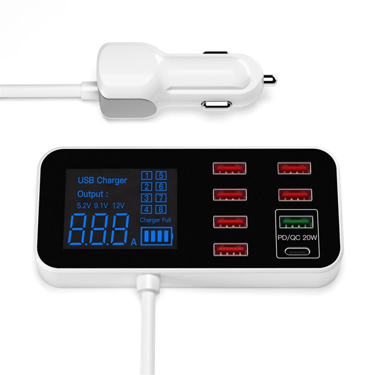 TR-g40W 8 Ports USB Car Charger QC3.0 PD Type C Fast Phone Charger with LED Display Multi USB
TR-g40W 8 Ports USB Car Charger QC3.0 PD Type C Fast Phone Charger with LED Display Multi USB