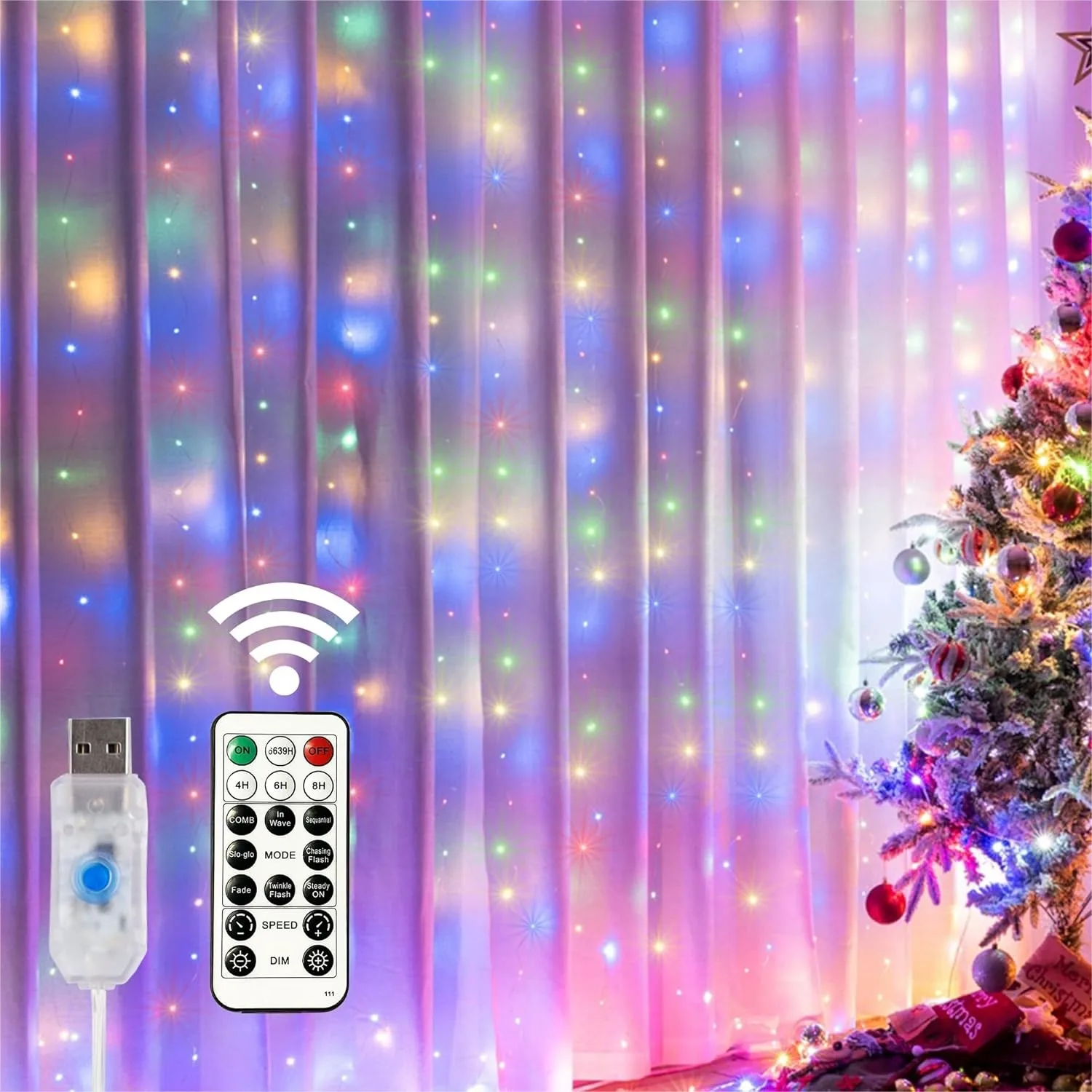 300 LED Window Curtain String Lights With Remote And 8 Modes, USB Powered Fairy Copper Light For Christmas Bedroom Party Wedding Home Garden Wall Decor, Multicolor
300 LED Window Curtain String Lights With Remote And 8 Modes, USB Powered Fairy Copper Light For Christmas Bedroom Party Wedding Home Garden Wall Decor, Multicolor