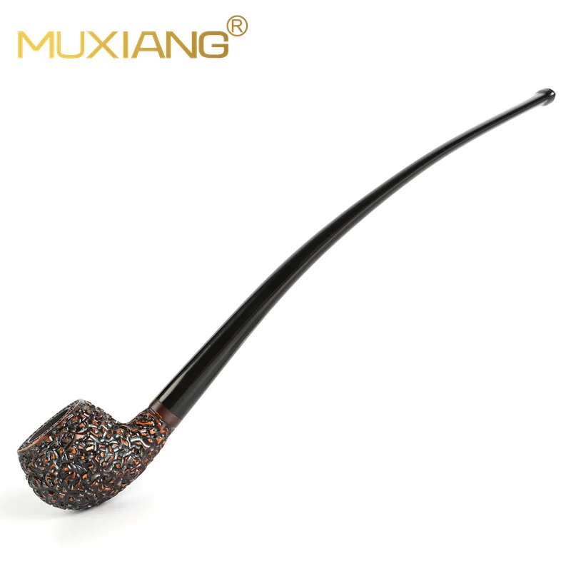 Long reading pipe, briar tobacco pipe, soft vulcanized rubber mouthpiece, black carved sandblasted curved handle, gift for men
Long reading pipe, briar tobacco pipe, soft vulcanized rubber mouthpiece, black carved sandblasted curved handle, gift for men