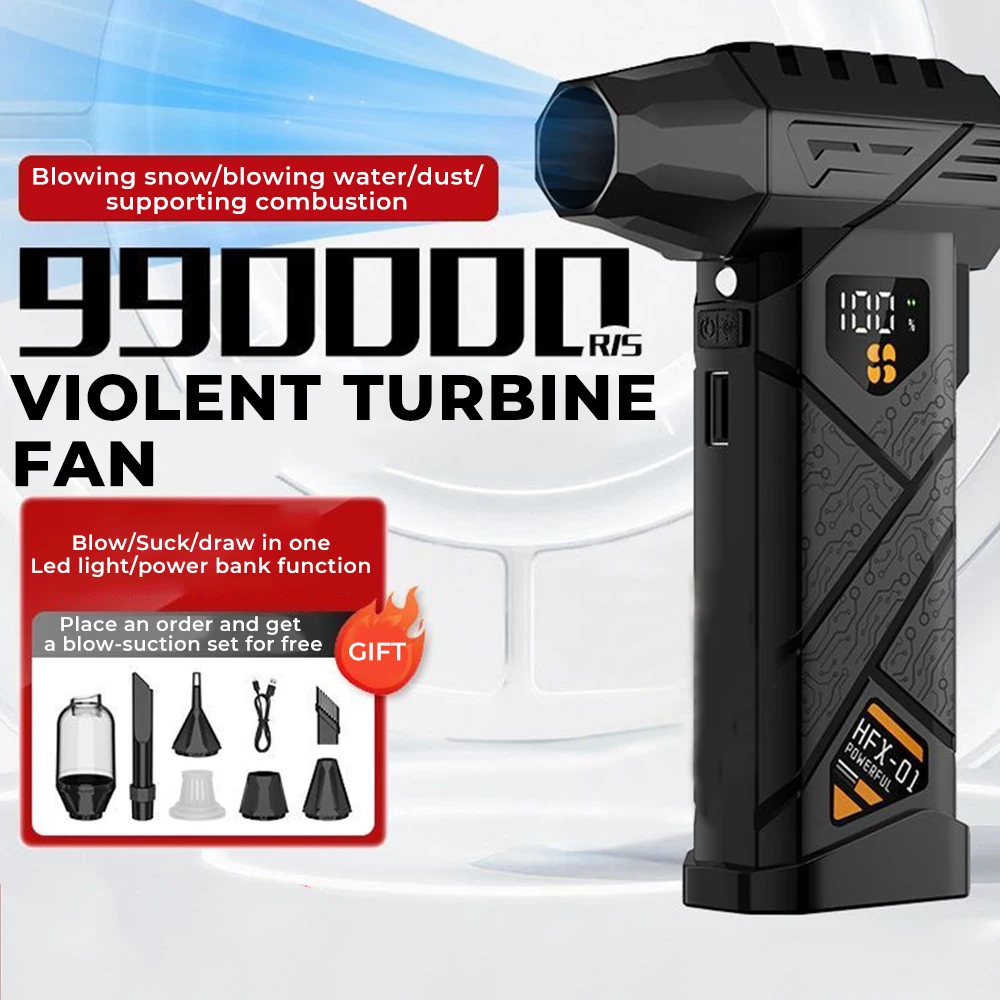 Turbo Jet Blower 990000RPM Handheld Turbo jet fan Brushless Motor & Strong Wind Outdoor Powerful Air Blower Rechargeable PC Tool
Turbo Jet Blower 990000RPM Handheld Turbo jet fan Brushless Motor & Strong Wind Outdoor Powerful Air Blower Rechargeable PC Tool