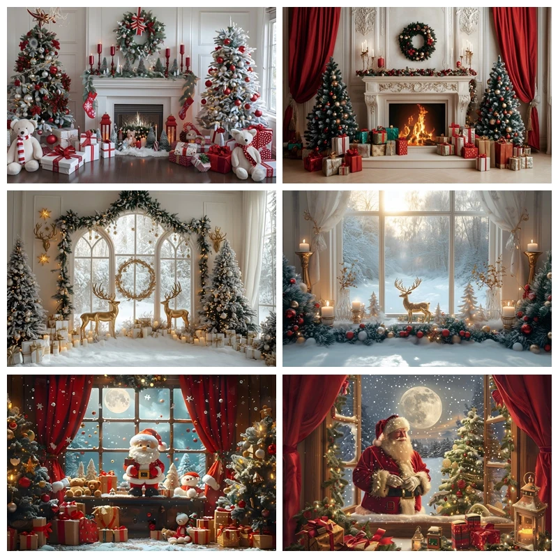 Christmas Photography Backdrop Santa Claus Window Snow Forest Xmas Tree Red Curtain Girl Portrait Photoshoot Backdrops Props
Christmas Photography Backdrop Santa Claus Window Snow Forest Xmas Tree Red Curtain Girl Portrait Photoshoot Backdrops Props