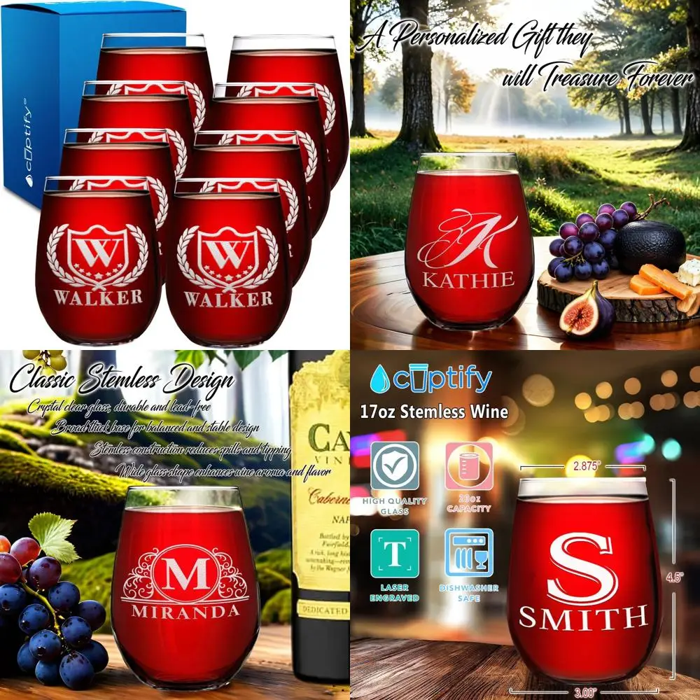 Набор из 8 бокалов для вина без выноса с гравировкой, 17 унций, персонализированных с инициалами и именами для женщин, идеально подходит для дней рождения, матери
Набор из 8 бокалов для вина без выноса с гравировкой, 17 унций, персонализированных с инициалами и именами для женщин, идеально подходит для дней рождения, матери