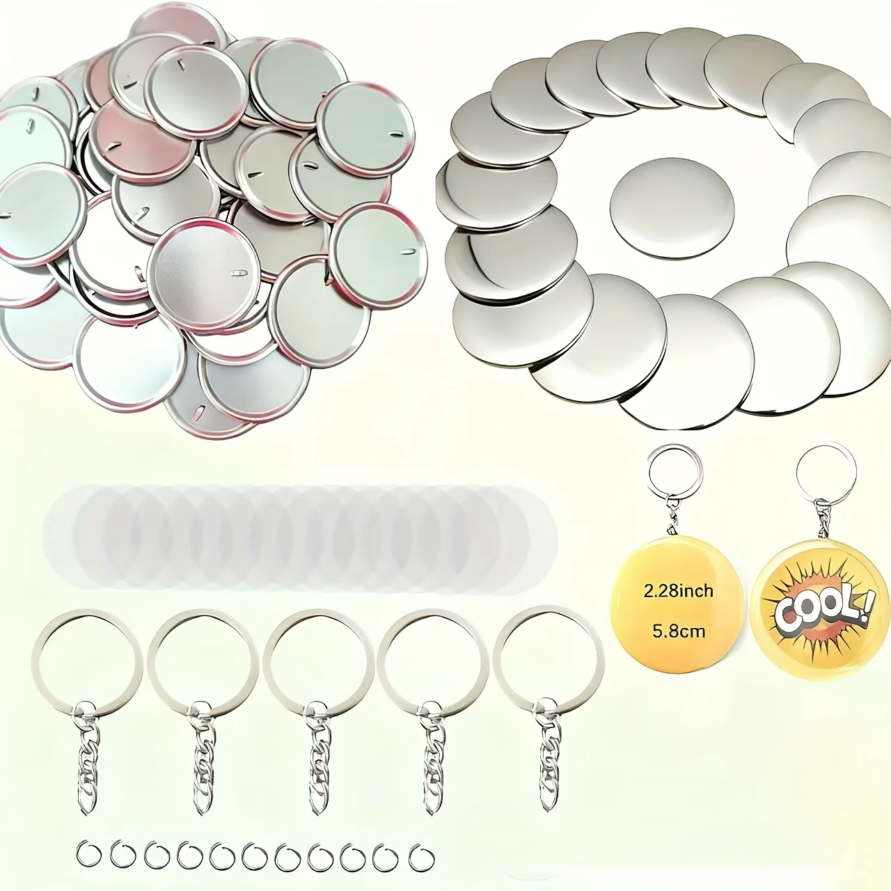 Button-Making Keychain Additions, a Set for Creating 50 Pin Buttons Measuring 58 Mm, Featuring Metal
Button-Making Keychain Additions, a Set for Creating 50 Pin Buttons Measuring 58 Mm, Featuring Metal