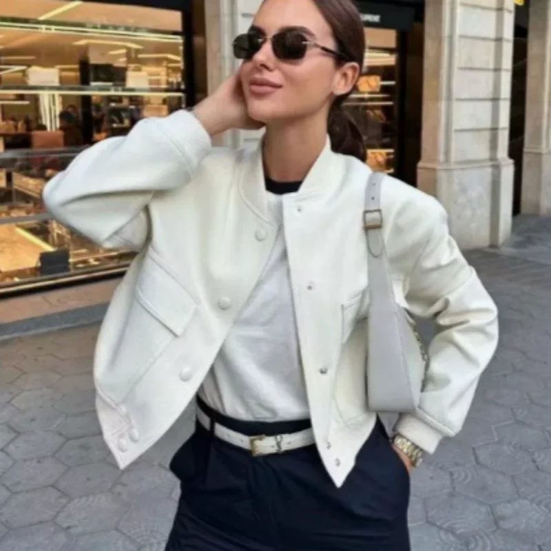 New Spring Bomber Jacket For Women Solid Stand Collar Long Sleeve Racing Jackets Female Fashion Pockets Lady Street Coats Tops
New Spring Bomber Jacket For Women Solid Stand Collar Long Sleeve Racing Jackets Female Fashion Pockets Lady Street Coats Tops