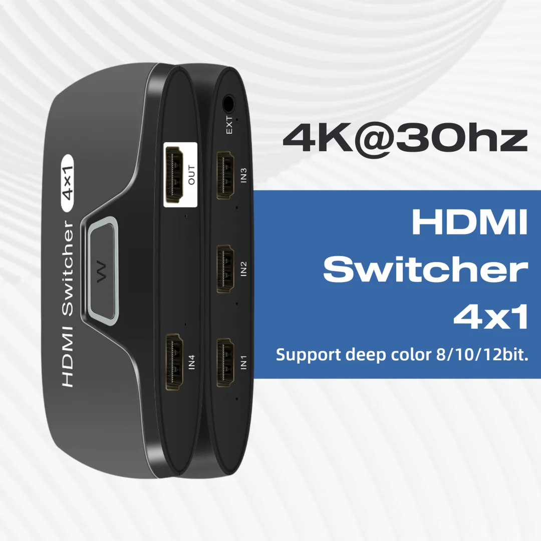 4K HDMI Switcher 4 in 1 Out 4x1 Switch Splitter Box Support 3D 12Bit Deep Color 340MHz for HD DVD Player Skyworth Xbox Monitor
4K HDMI Switcher 4 in 1 Out 4x1 Switch Splitter Box Support 3D 12Bit Deep Color 340MHz for HD DVD Player Skyworth Xbox Monitor