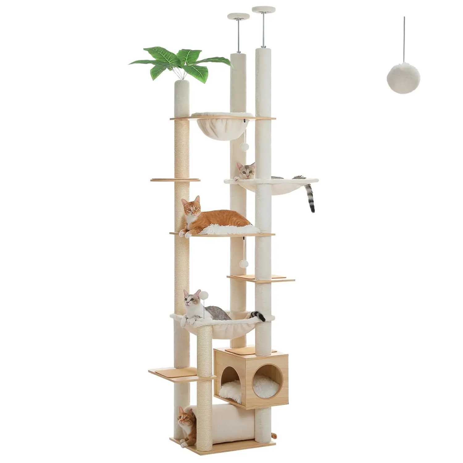 Floor to Ceiling Cat Tree 93.3’’-100.8’’ Height Adjustable Wooden Cat Tower Tall Climbing Play House with, Customized
Floor to Ceiling Cat Tree 93.3’’-100.8’’ Height Adjustable Wooden Cat Tower Tall Climbing Play House with, Customized