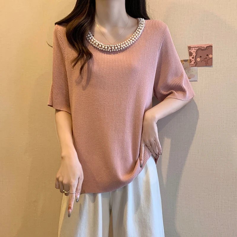Plu Beading Knit Sweater Tshirt Women Short Sleeve O-neck Knitwear Tops 2025 Summer Elegant Fashion Stylish Vintage Knitwear
Plu Beading Knit Sweater Tshirt Women Short Sleeve O-neck Knitwear Tops 2025 Summer Elegant Fashion Stylish Vintage Knitwear