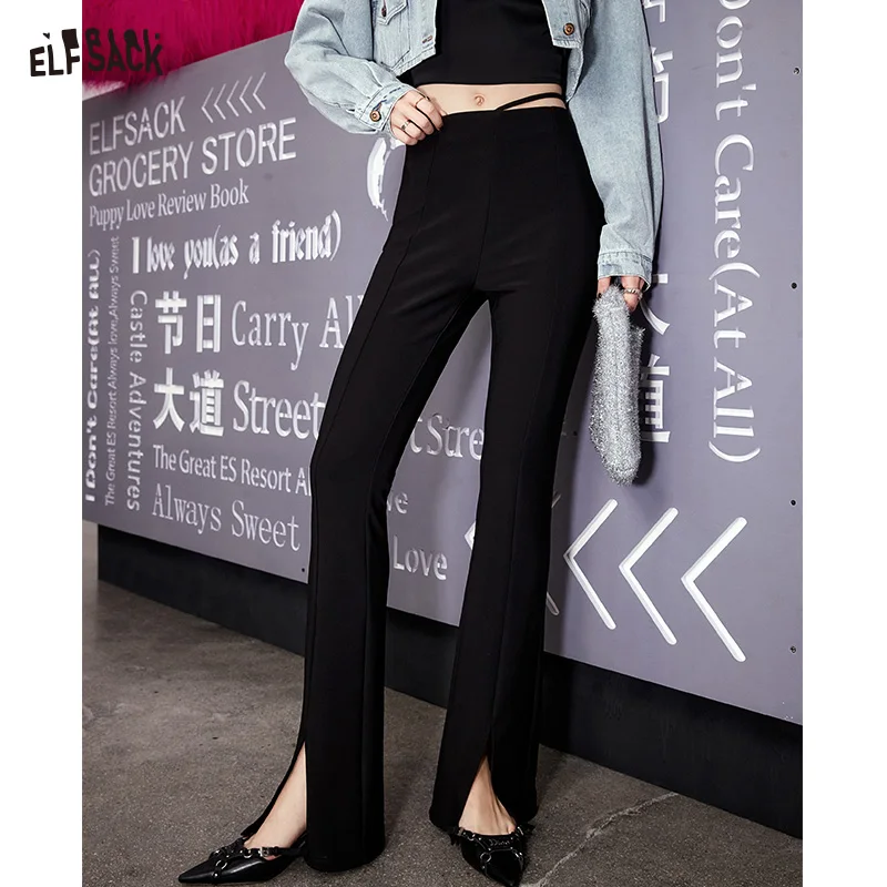 ELFSACK Black high waisted split micro flared pants for women's 2024 spring new small and slim casual pants
ELFSACK Black high waisted split micro flared pants for women's 2024 spring new small and slim casual pants