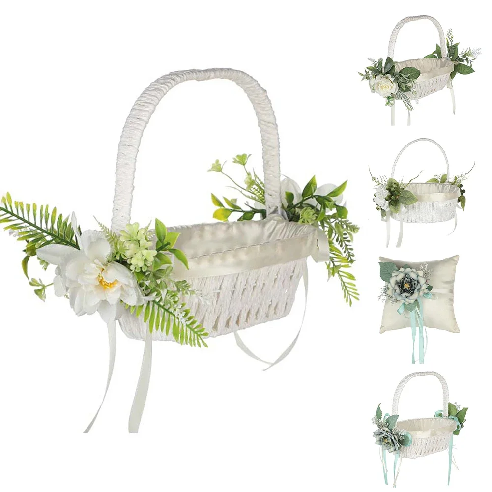 Elegant Artificial Flower Girls Baskets For Weddings Ring Bearer Pillow Petals Storage Basket Decor for Festive Party Supplies
Elegant Artificial Flower Girls Baskets For Weddings Ring Bearer Pillow Petals Storage Basket Decor for Festive Party Supplies