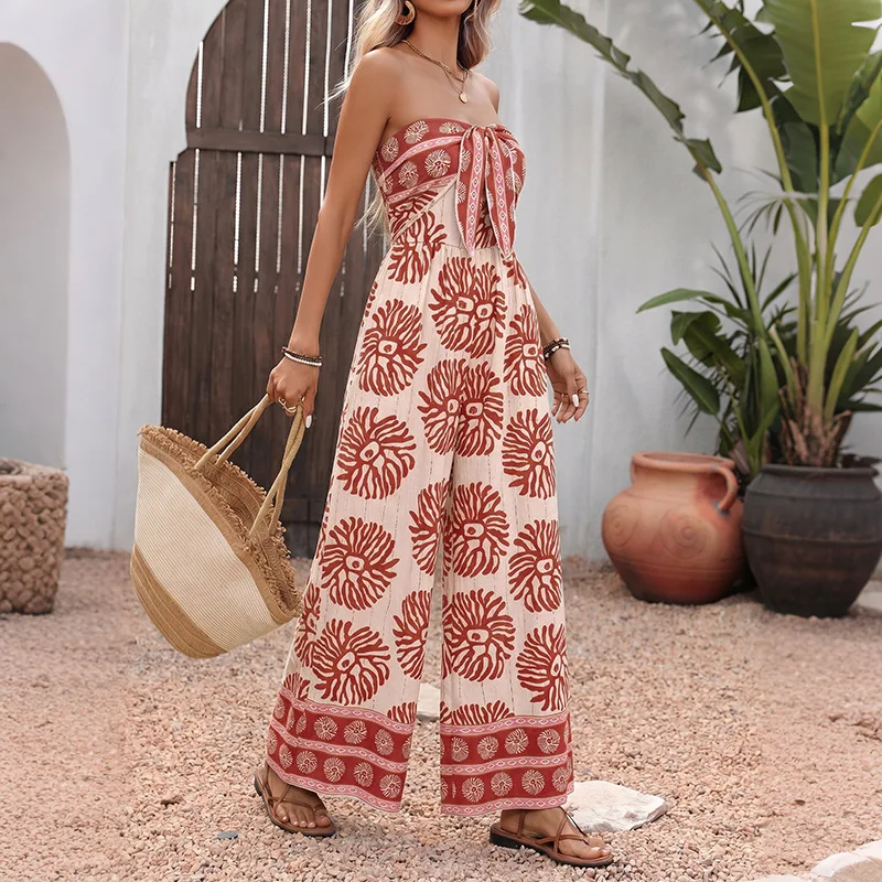 Women Jumpsuits Print Rompers Lace Up Strapless Sleeveless High Waist Full Length Wide Leg Pants One Piece Casual 2026 Summer
Women Jumpsuits Print Rompers Lace Up Strapless Sleeveless High Waist Full Length Wide Leg Pants One Piece Casual 2026 Summer