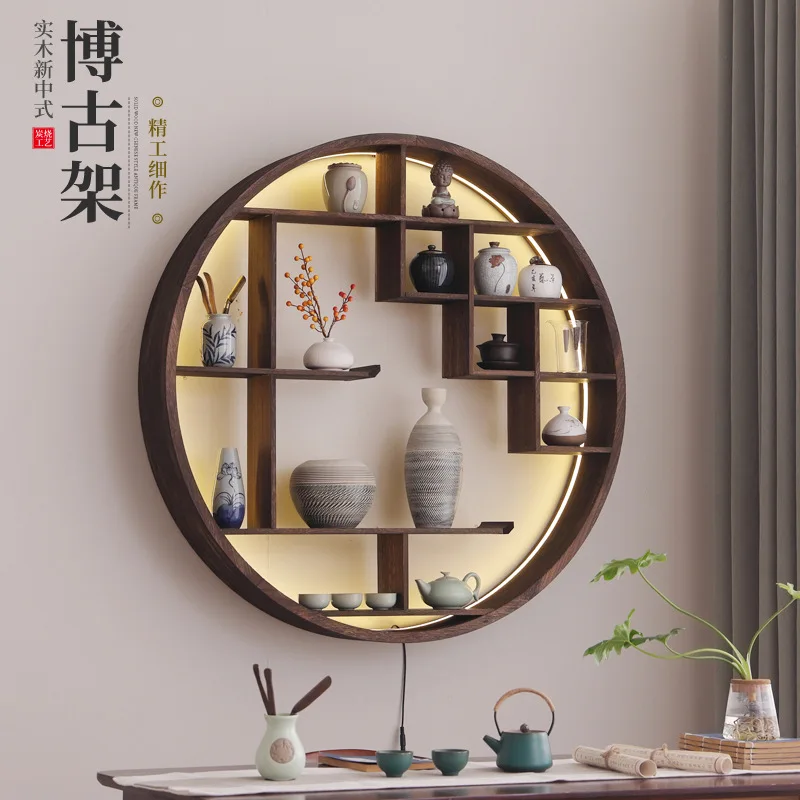 Solid wood wall Bogu rack, teacup tea set storage rack, Chinese retro plaid wall hanging display rack
Solid wood wall Bogu rack, teacup tea set storage rack, Chinese retro plaid wall hanging display rack