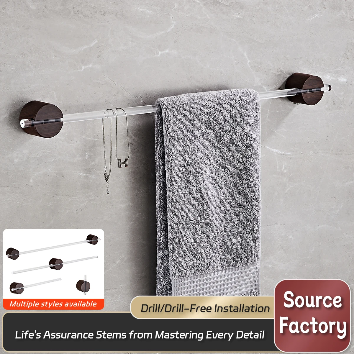 Вешалка для полотенец для ванной комнаты, роскошная вешалка для полотенец для ванной комнаты, набор подвесок, основание из нержавеющей стали 304 + акриловый материал
Вешалка для полотенец для ванной комнаты, роскошная вешалка для полотенец для ванной комнаты, набор подвесок, основание из нержавеющей стали 304 + акриловый материал