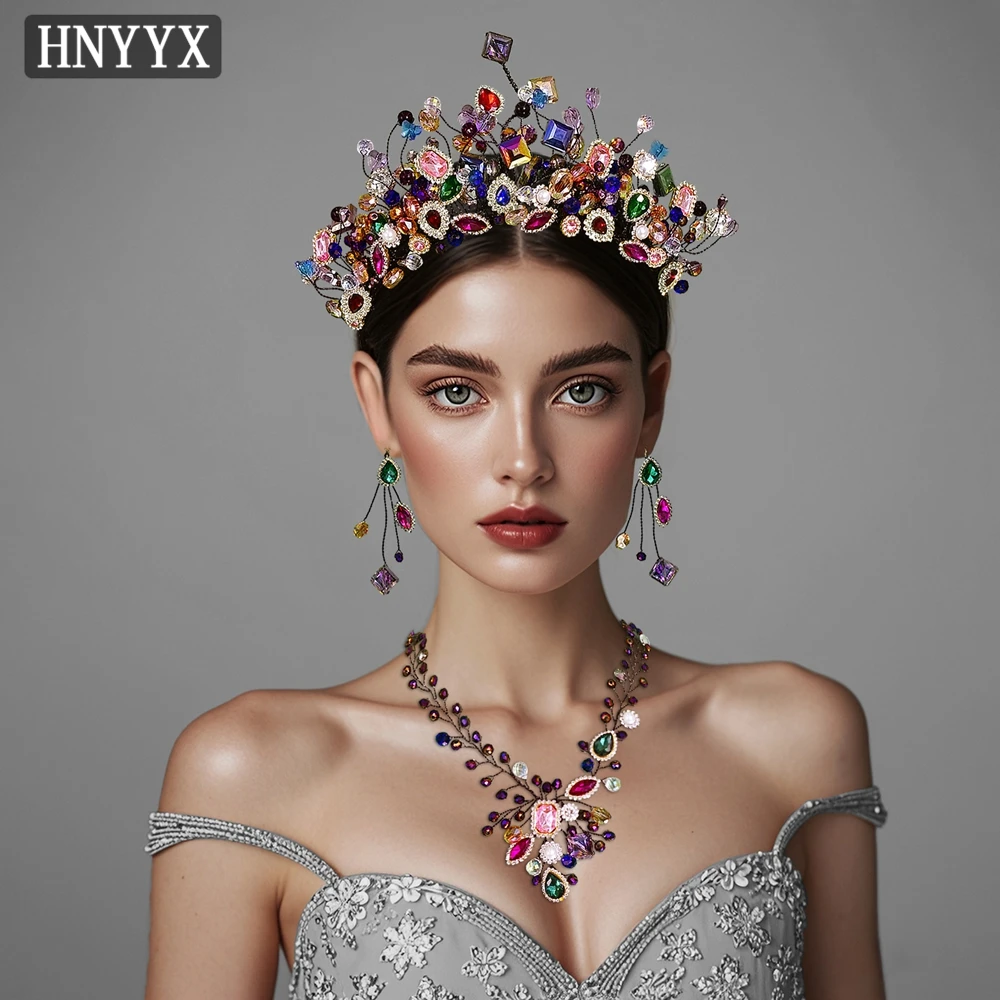 HNYYX Colorful Rhinestone Crown Luxury Hair Accessories Vintage Headband Festive Hair Jewelry Wedding Party Tiara A46-SET
HNYYX Colorful Rhinestone Crown Luxury Hair Accessories Vintage Headband Festive Hair Jewelry Wedding Party Tiara A46-SET