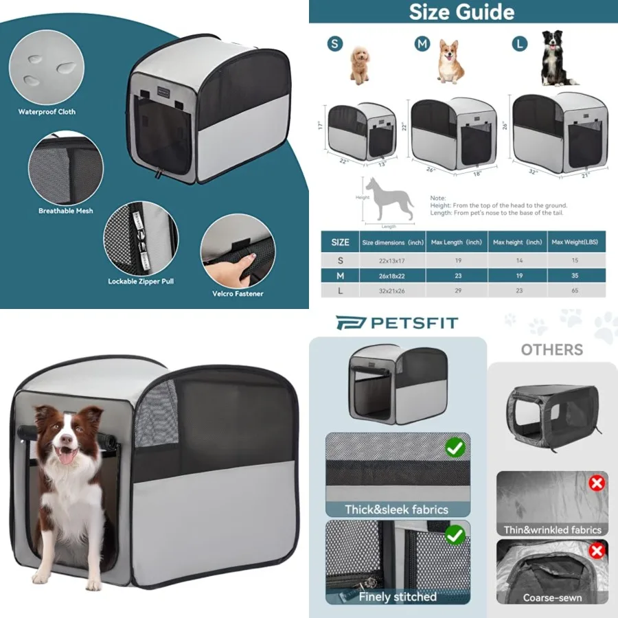 Travel Dog Crate Pop Up Dog Crate for Dogs Waterproof Pet Cage Soft Dog Kennel for Indoor/Outdoor weight Dog Carrier for Travel
Travel Dog Crate Pop Up Dog Crate for Dogs Waterproof Pet Cage Soft Dog Kennel for Indoor/Outdoor weight Dog Carrier for Travel