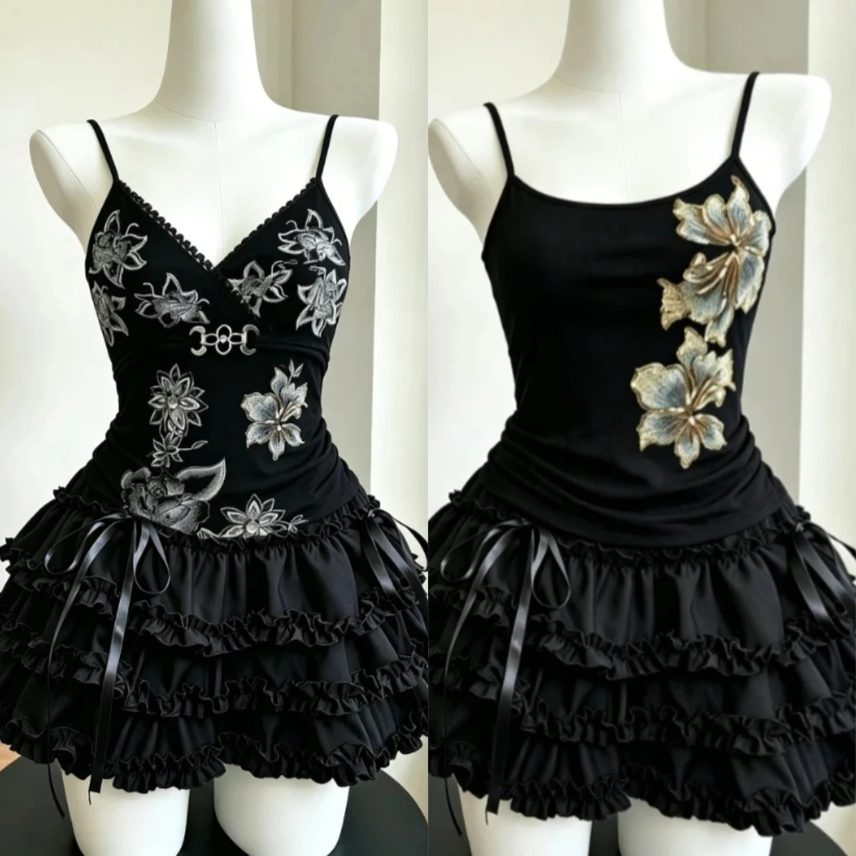 Women Lace Patchwork Sling Two Piece Outfit Y2K Punk Ruffle Cake Skirt Harajuku Trendy Daily Street Party Holiday Apparel
Women Lace Patchwork Sling Two Piece Outfit Y2K Punk Ruffle Cake Skirt Harajuku Trendy Daily Street Party Holiday Apparel