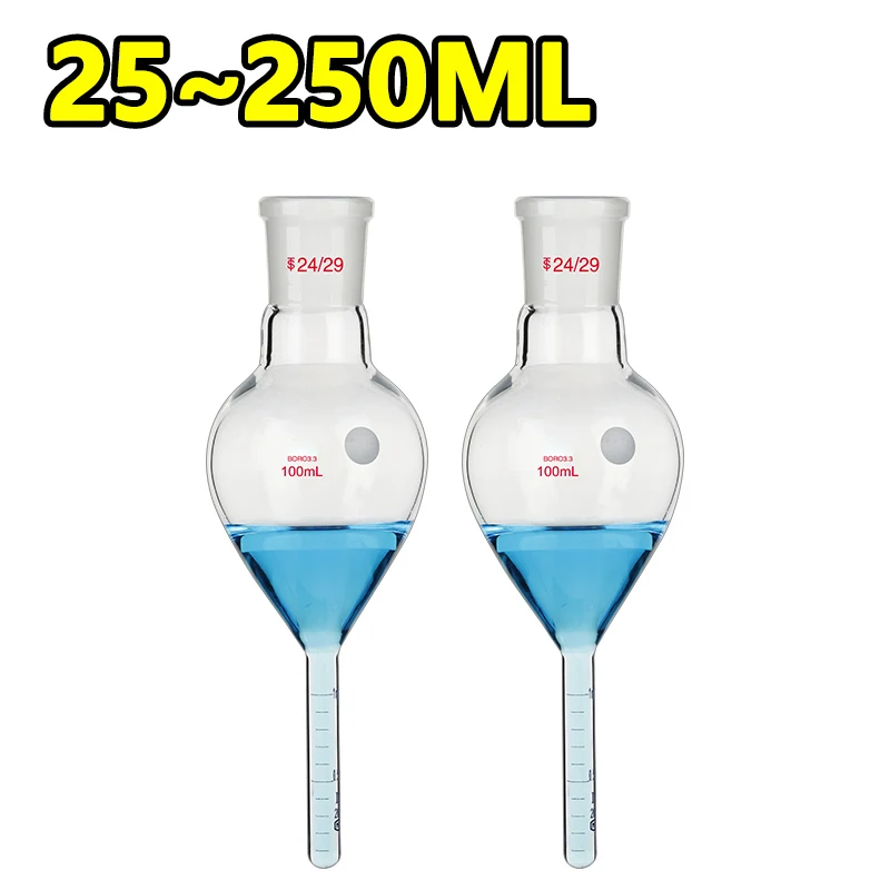 Concentrated bottle with scale pear flask high borosilicate glass Capacity 25 50 100 150 250mL Accuracy 0.1ml
Concentrated bottle with scale pear flask high borosilicate glass Capacity 25 50 100 150 250mL Accuracy 0.1ml