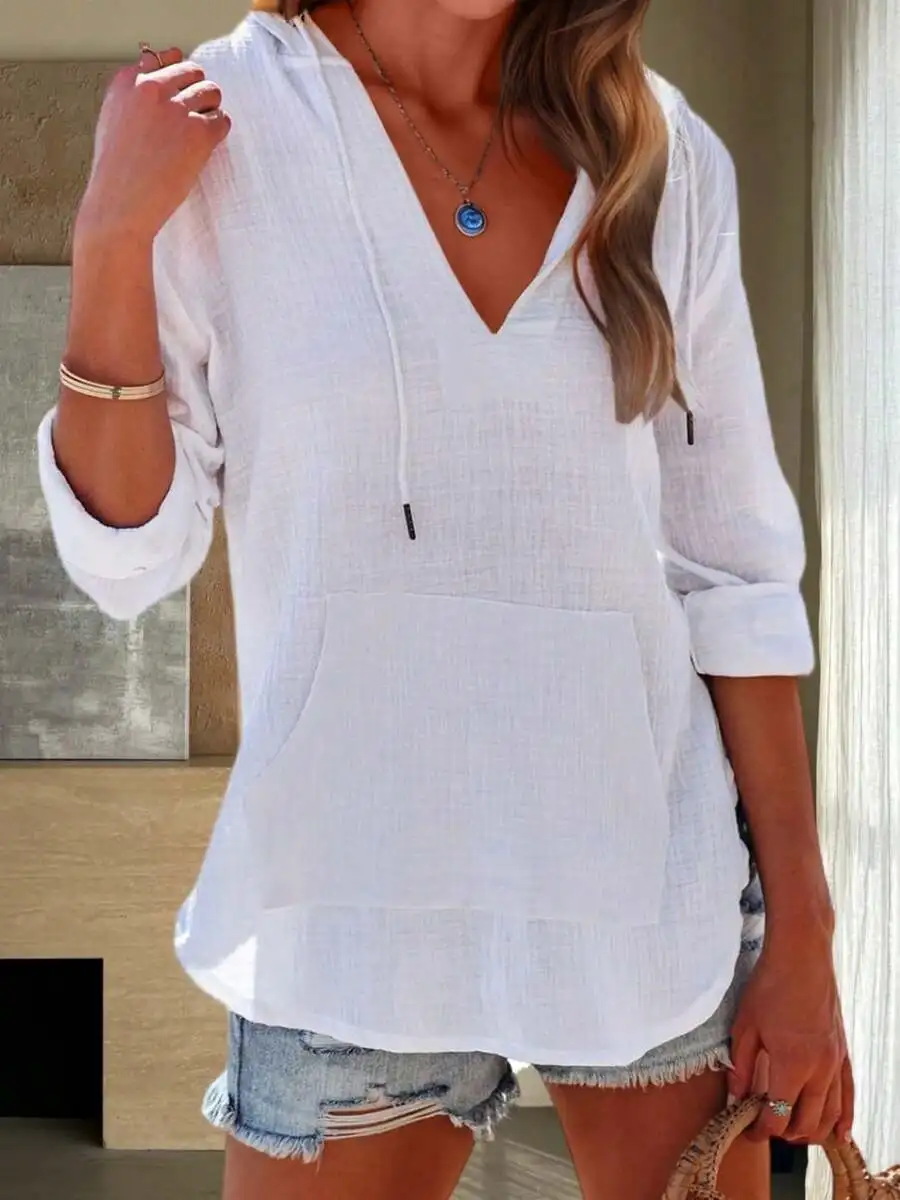 Womens Cotton Beach Cover Up Hooded Tunic Top Long Sleeve V Neck Pocketed
Womens Cotton Beach Cover Up Hooded Tunic Top Long Sleeve V Neck Pocketed