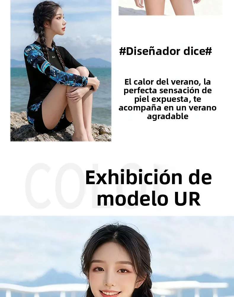 Traje de Baño de Dos Piezas para Mujer, Modelo 2026, Estampado, Manga Larga, Estilo Resort, para Vacaciones de Primavera, Mar... Traje de Baño de Dos Piezas para Mujer, Modelo 2026, Estampado, Manga Larga, Estilo Resort, para Vacaciones de Primavera, Mar...