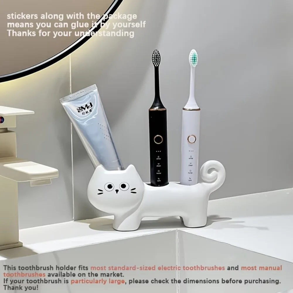 Creative Whimsical Cat-Shaped Ceramic Toothbrush Holder, Bathroom Vanity Countertop Organizer Dental Care Storage Stand
Creative Whimsical Cat-Shaped Ceramic Toothbrush Holder, Bathroom Vanity Countertop Organizer Dental Care Storage Stand