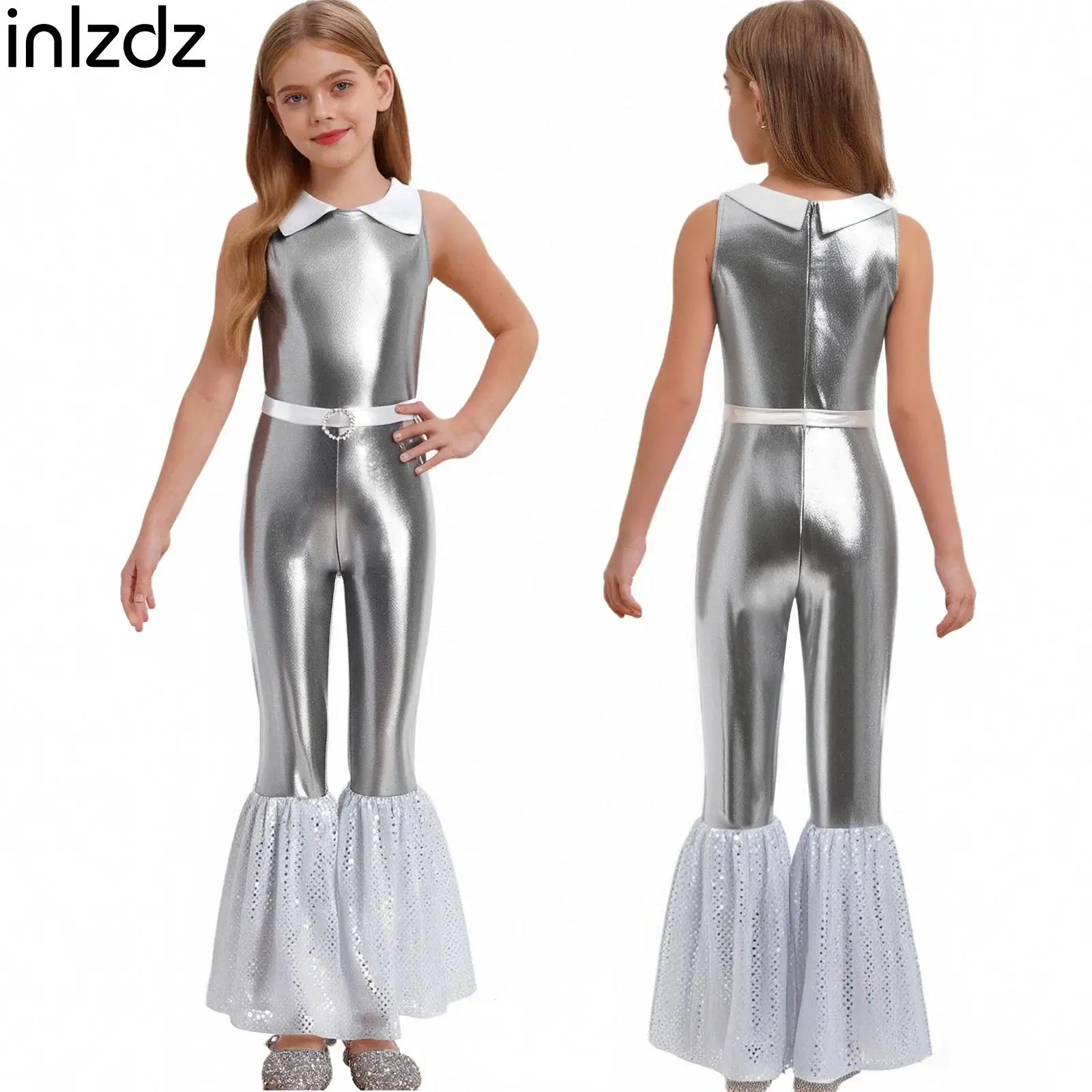 Child Girls Sleeveless Jazz Dance Performance Costume Cha-cha Cheerleading Dancewear Sequins Jumpsuit for Halloween Theme Party
Child Girls Sleeveless Jazz Dance Performance Costume Cha-cha Cheerleading Dancewear Sequins Jumpsuit for Halloween Theme Party