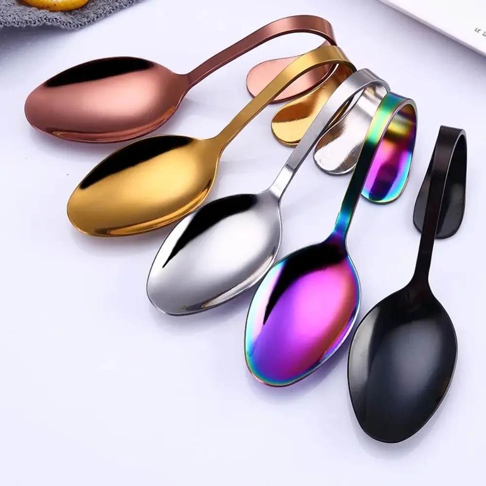 Cutlery Stainless Steel Curved Handle Spoon Rustproof Portable Arc Soup Spoon Safe Comfortable Grip Serving Spoons Baby
Cutlery Stainless Steel Curved Handle Spoon Rustproof Portable Arc Soup Spoon Safe Comfortable Grip Serving Spoons Baby