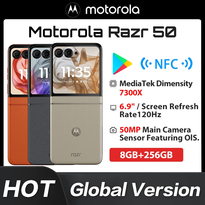 Global Version Motorola Razr 50 XT2453-1 Mediatek Dimensity 7300X 6.9" pOLED FHD+ 120hz 2640*1080 4200mAh 33W Type-C NFC Folding
Global Version Motorola Razr 50 XT2453-1 Mediatek Dimensity 7300X 6.9" pOLED FHD+ 120hz 2640*1080 4200mAh 33W Type-C NFC Folding