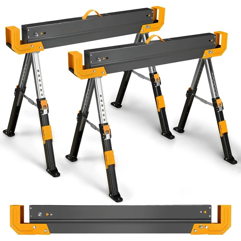 Saw Horses 2 Pack Folding, 2600 Lbs Load Capacity & 24-32 Inch Adjustable Height Heavy Duty Sawhorse Table
Saw Horses 2 Pack Folding, 2600 Lbs Load Capacity & 24-32 Inch Adjustable Height Heavy Duty Sawhorse Table